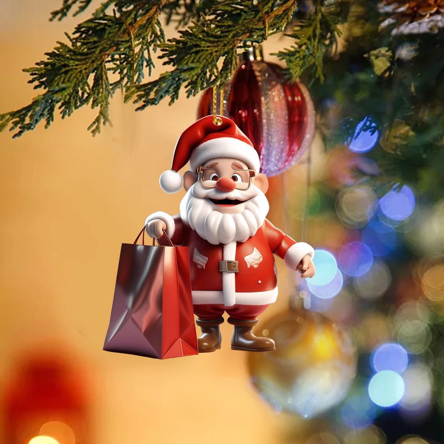 Acrylic Santa Claus Festival Atmosphere Decorations Pendant