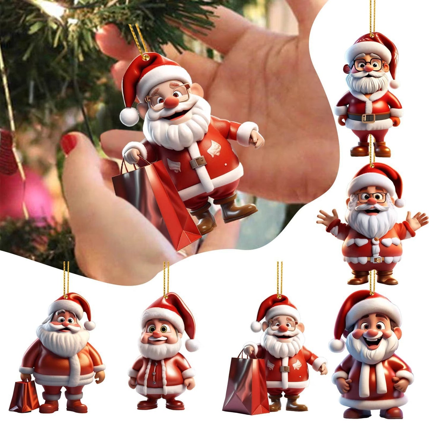 Acrylic Santa Claus Festival Atmosphere Decorations Pendant